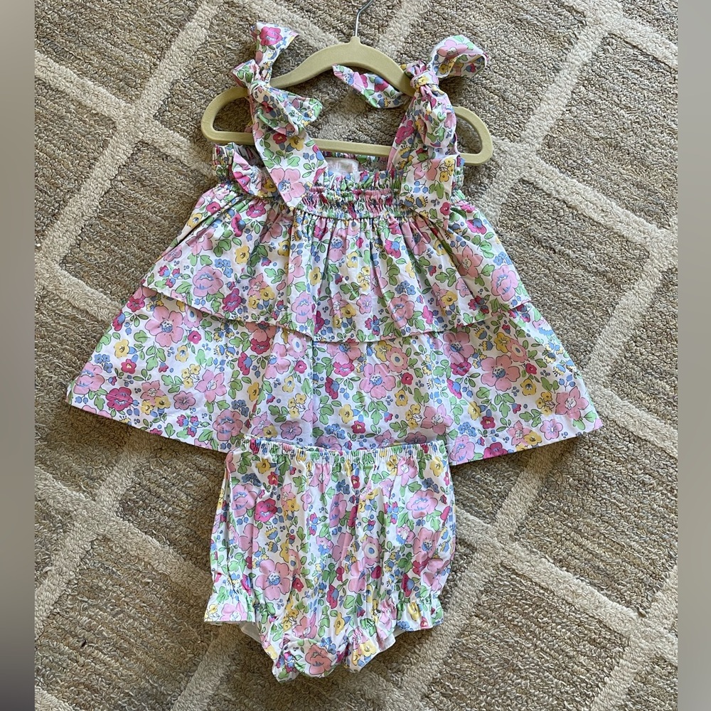 Cecil and Lou Floral Shoulder Tie Ruffle Diaper Set 2T